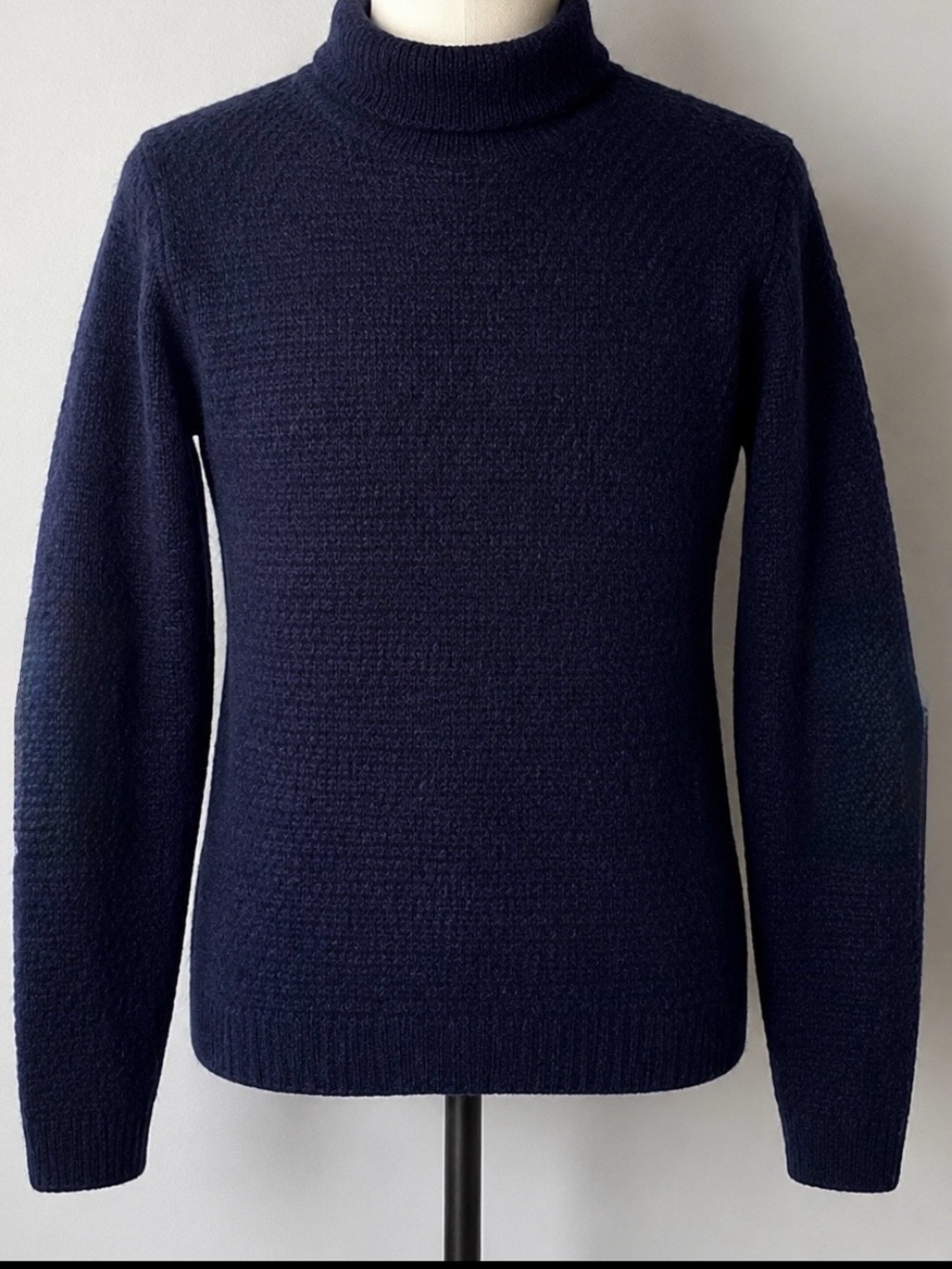 Folk Lambswool Angora Blend Sweater Navy Blue Mock Neck Size Large